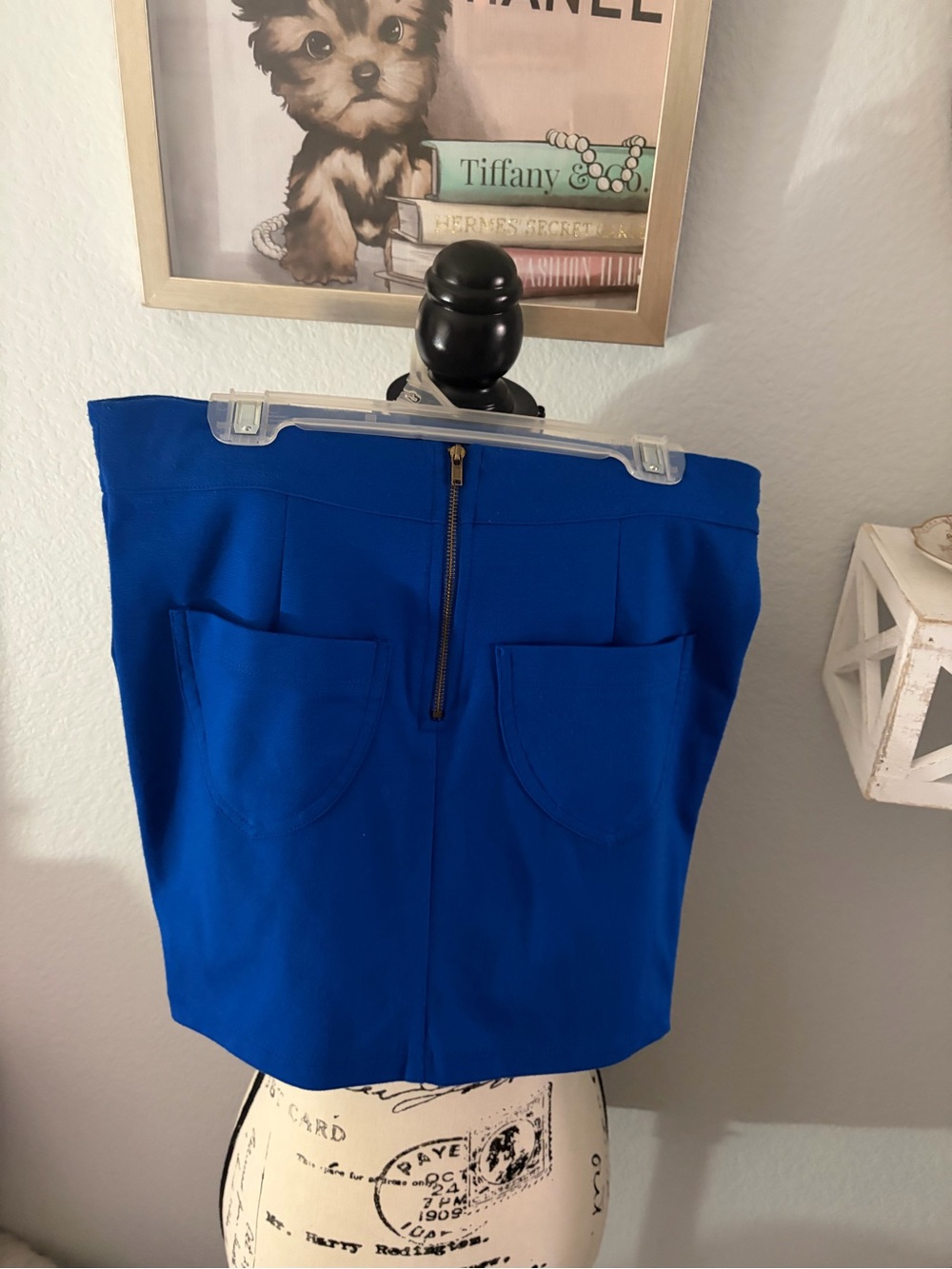 Forever 21Blue Women's Mini Skirt with Front Pockets and Zip
